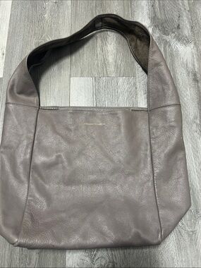 Monserat De Lucca, taupe leather hobo/ slouchy should bag
